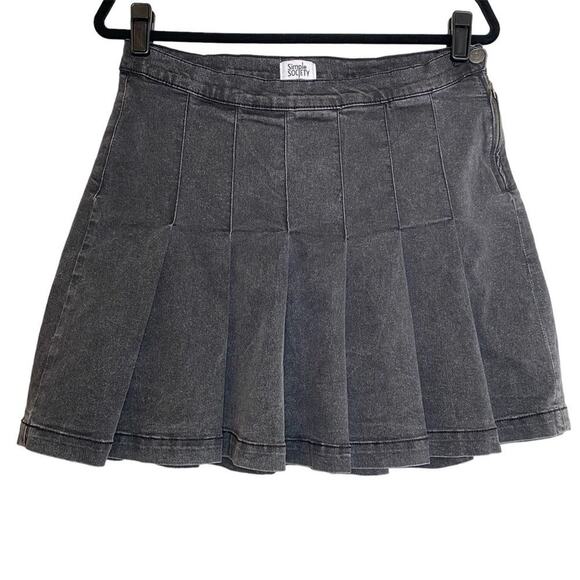 Simple Society Y2K Gray Pleated Preppy Mini Skirt XL - Picture 1 of 9